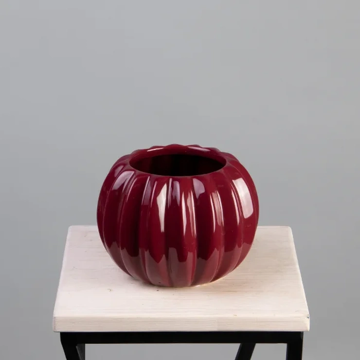 Кашпо керамика  бордовый фото 1