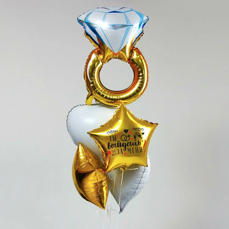 Букет из фольгированных шаров золотой фото 1