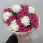 Букет Любовь из роз  Микс розовый и белый миниатюра 1